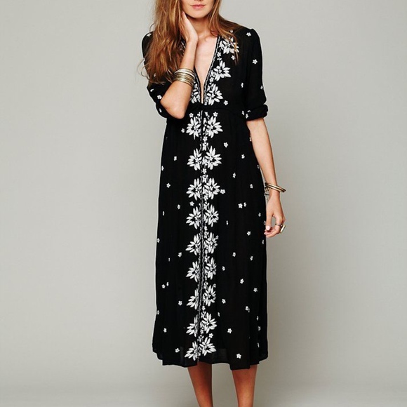 free people embroidered fable midi dress